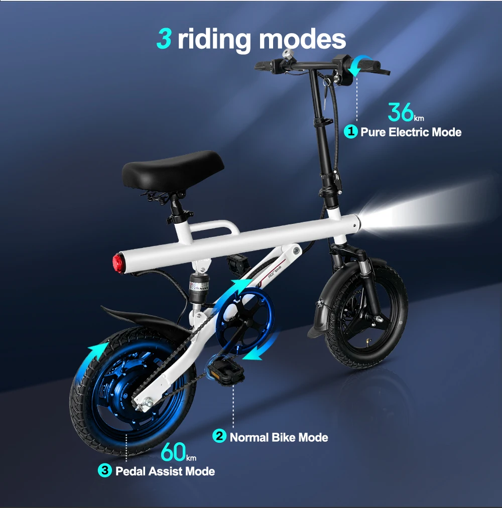 China Factory Wholesale 14 Inch 400W E-Bike Folding E Bike Ebike Folding Electric City Road Bicycle For Kids Adults