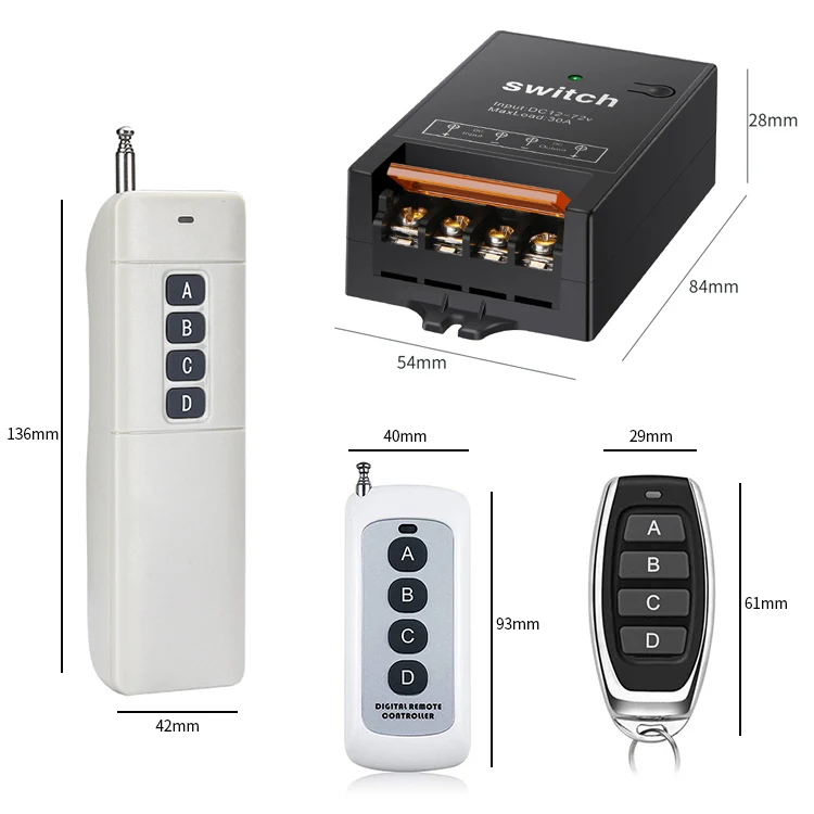 24v relay 12v on off remote control rf 433 light switch wireless 2ch remote control switch 12v dc remote control wireless switch