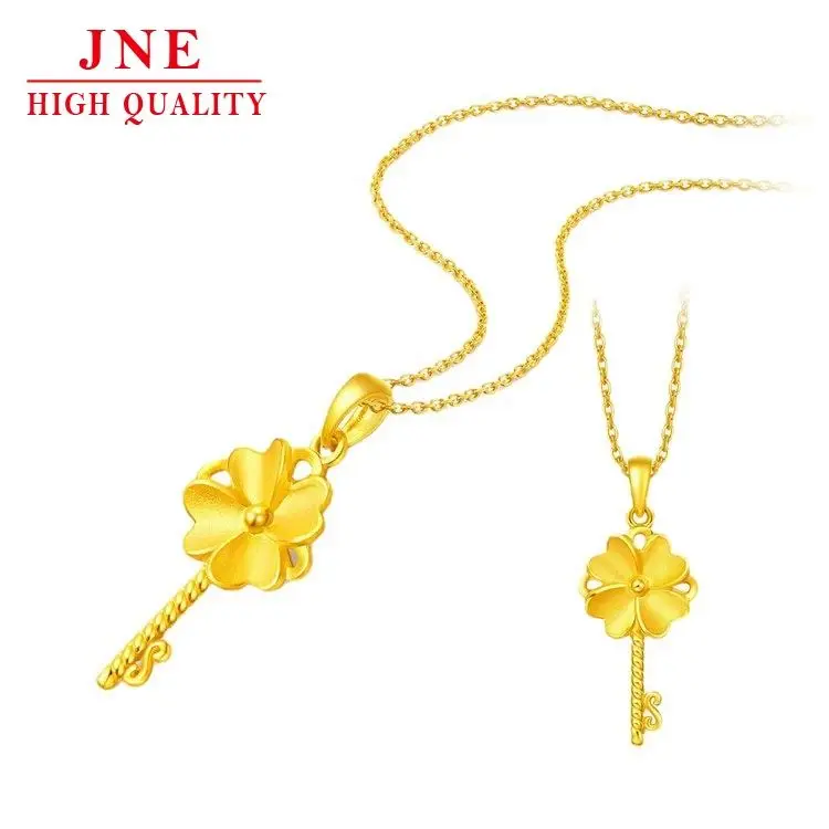 Jewelry Plated Gold Four Leaf Clover Key Necklace Pendant Female