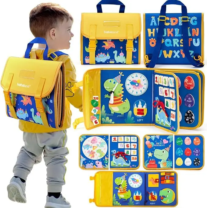 CPC certified Busy Board Montessori Toys backpack for Boys & Girls Birthday Gifts Educational Travel Toys backpack