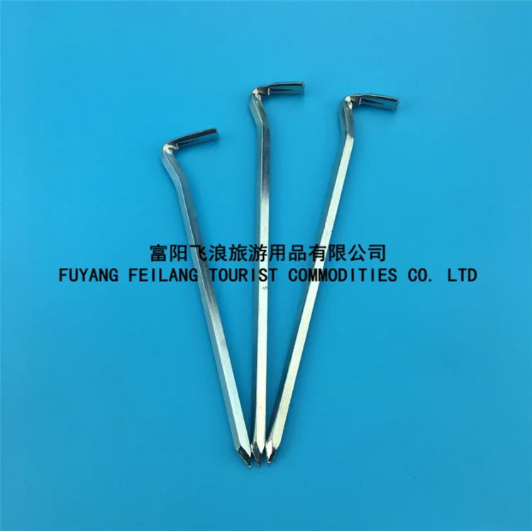 16cm 7-Shaped Iron Hook Outdoor Camping Nails Tent Pegs