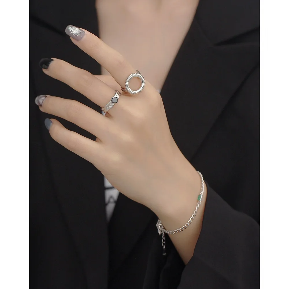 Custom S925 Sterling Silver INS Diamond Irregular Foil Paper Grain Design Ring