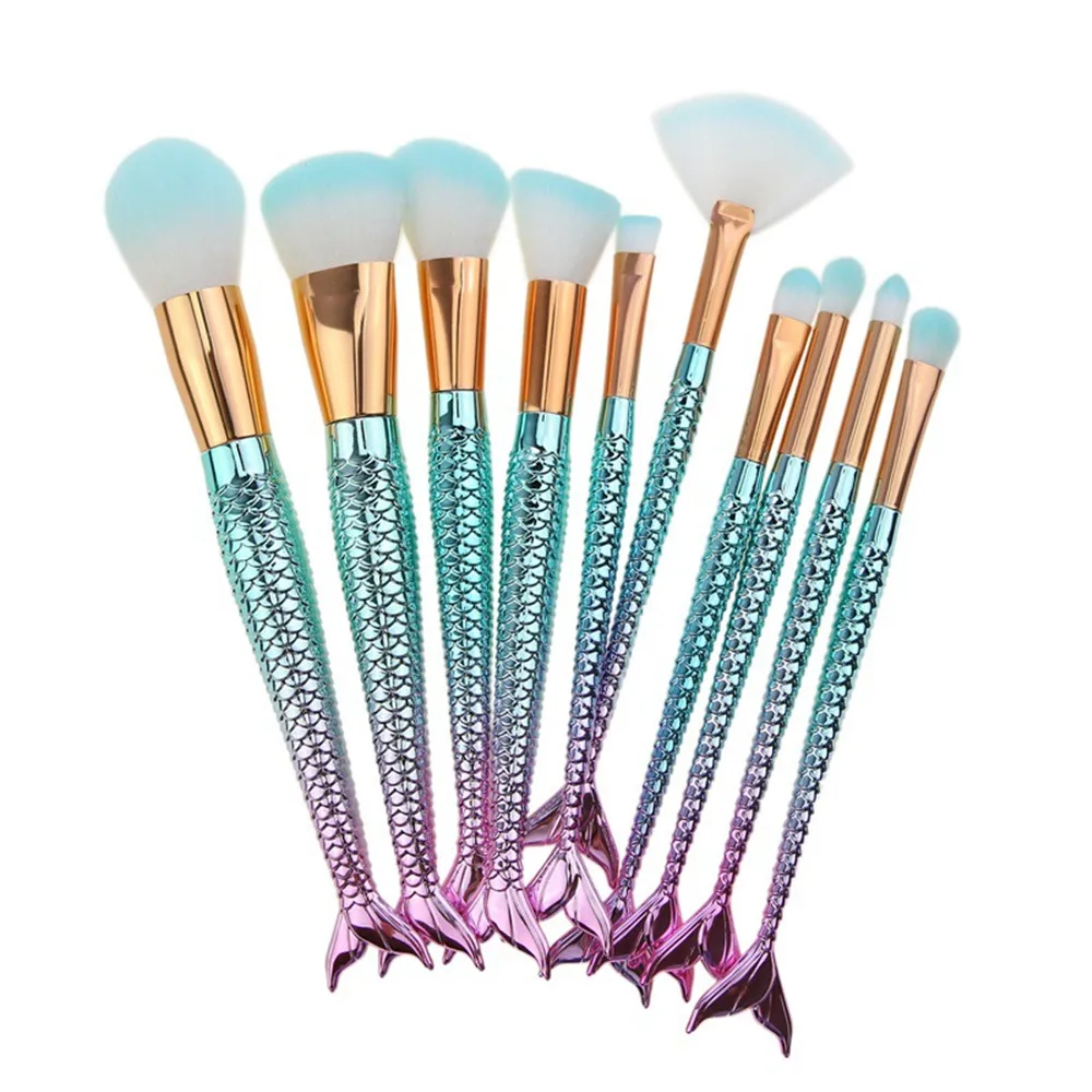 New Brand Professional Make up Brush Tools Kit 10Pcs Natural Goat Hair Powder Highlight Eyebrow Eyeliner Brushes