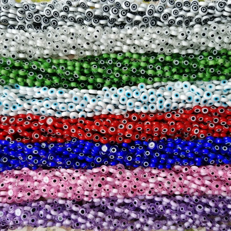 6mm Flat Round Millefiori Lampwork  Glass Turkish Loose Beads Evil Eyes Beads