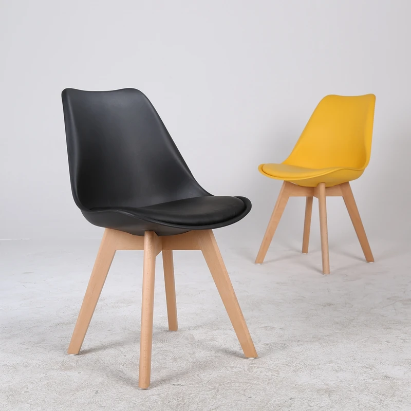 
High Quality new design modern hotel Furniture plastic chairs dining with wooden legs 