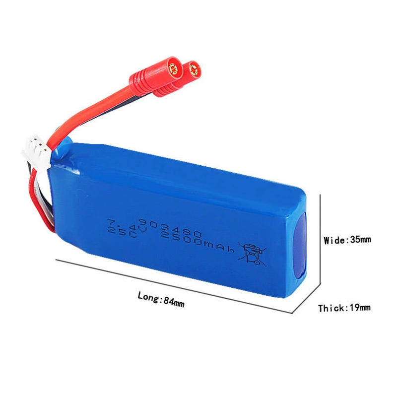Wholesale Price Lithium Polymer Battery 7.4V 2S 2500mAh 903480 25C Rate Drone Battery For FPV Racing Drone