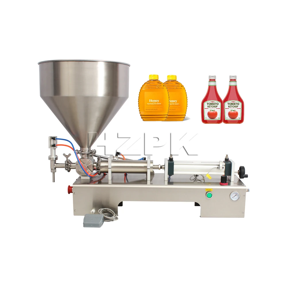HZPK Semi Auto Sauce Honey Whipped Cream Chargers Bottle Paste Liquid Filling Machine
