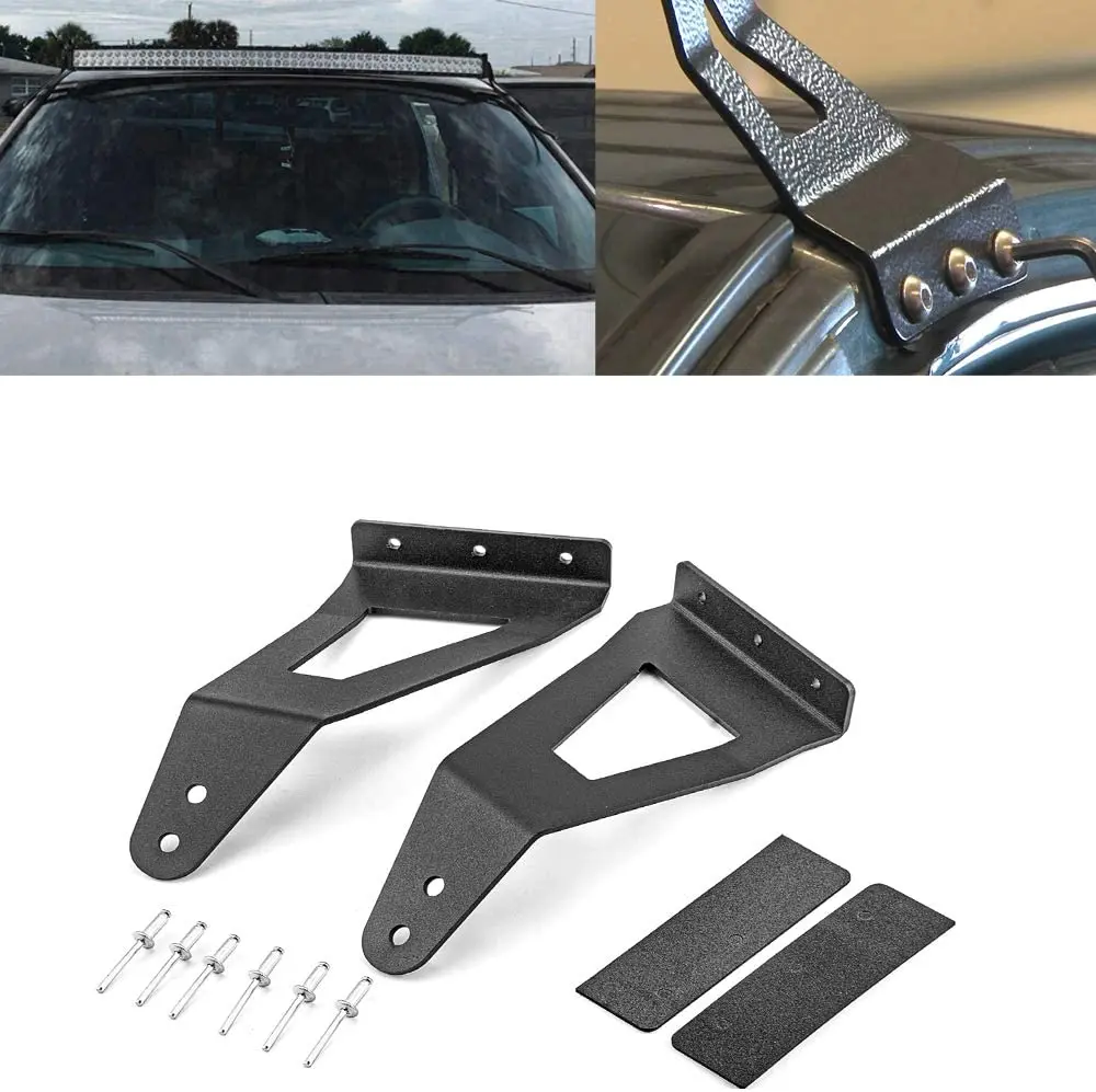 52 Inch Curved Led Light Bar Mounting Brackets Upper Windshield Mounting Brackets Fit 2004-2018 Ford F150 & SVT Raptor