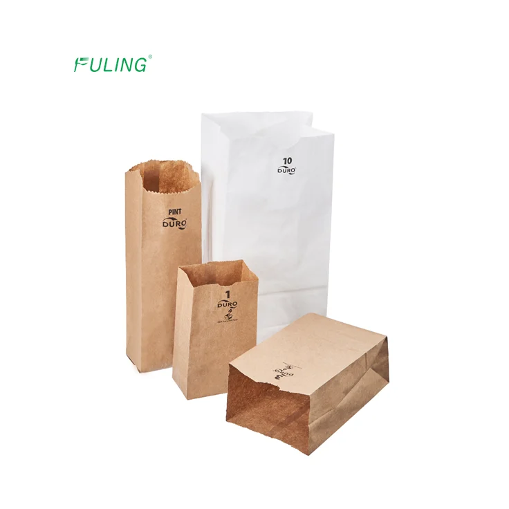 Indonesia factory custom brown plain grocery paper bag , takeout lunch bags eco sacks paper grocery bag