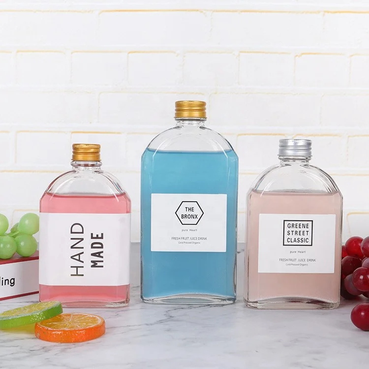 Wholesale 100ml 250ml Frosted Transparent Beverage Drink Soda Tea Oil Flat Cold Coffee Glass Bottle for Liquor Juice