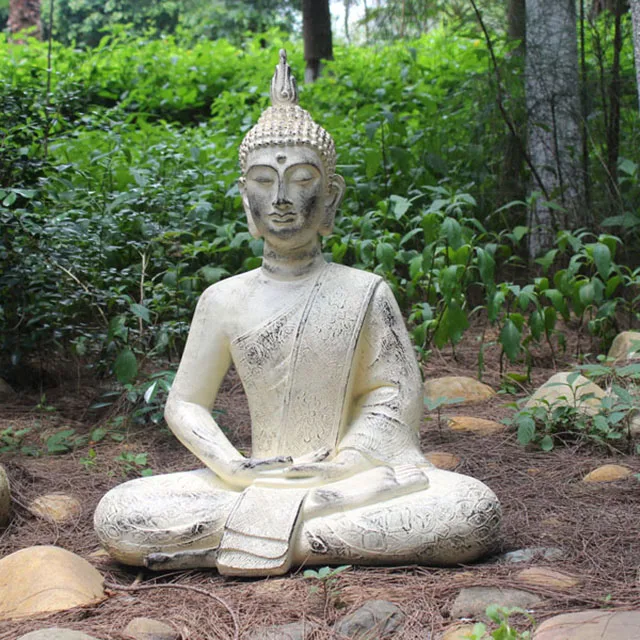Large Size Stone Finish Fiberglass Buddha Statue for Sale