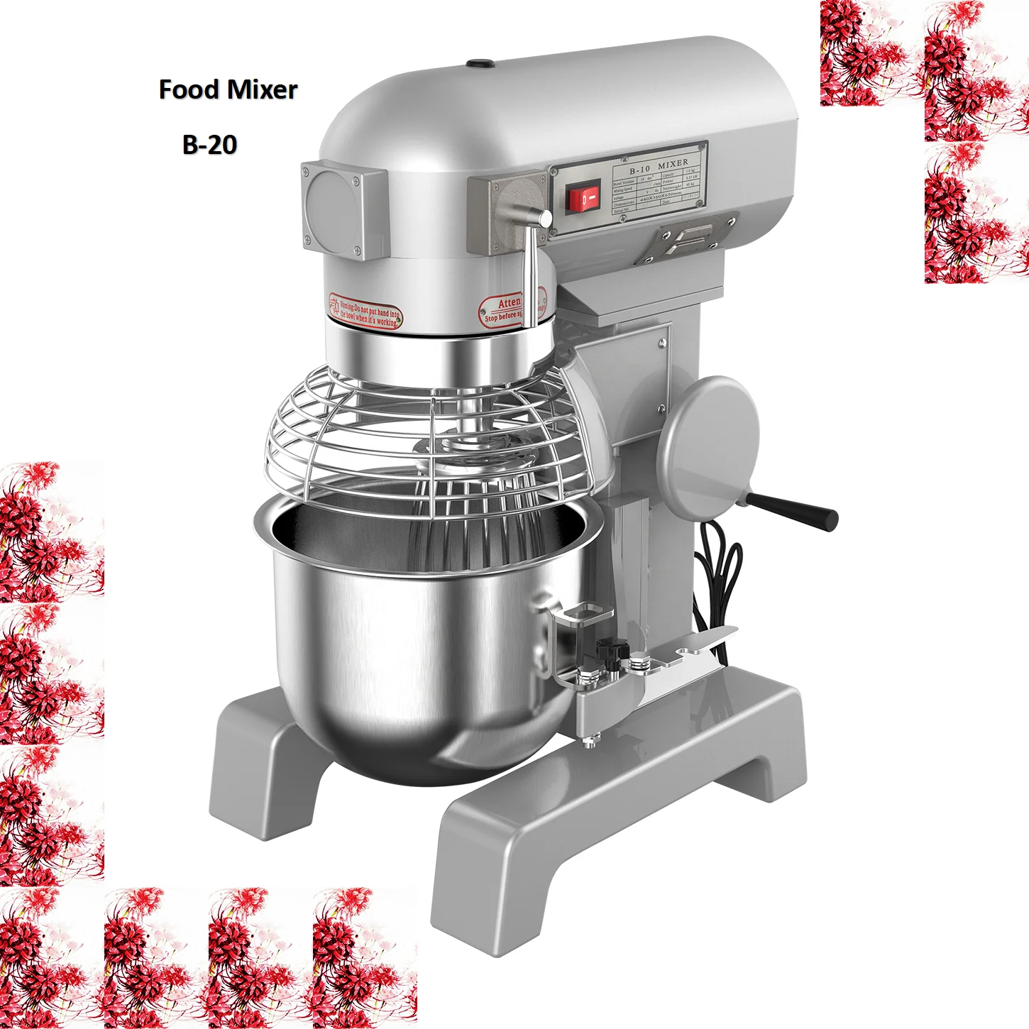 
2019 Newest B Series 20L 30L 40L 50L 60L Food Industrial Home Use Commercial Kitchen Spiral Planetary Dough Food Mixer 
