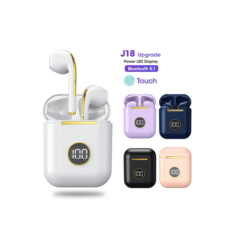 J18 обновленные TWS BT 5,1 наушники с зарядным боксом, беспроводные наушники, стереонаушники, гарнитура с микрофоном для iOS/Android
