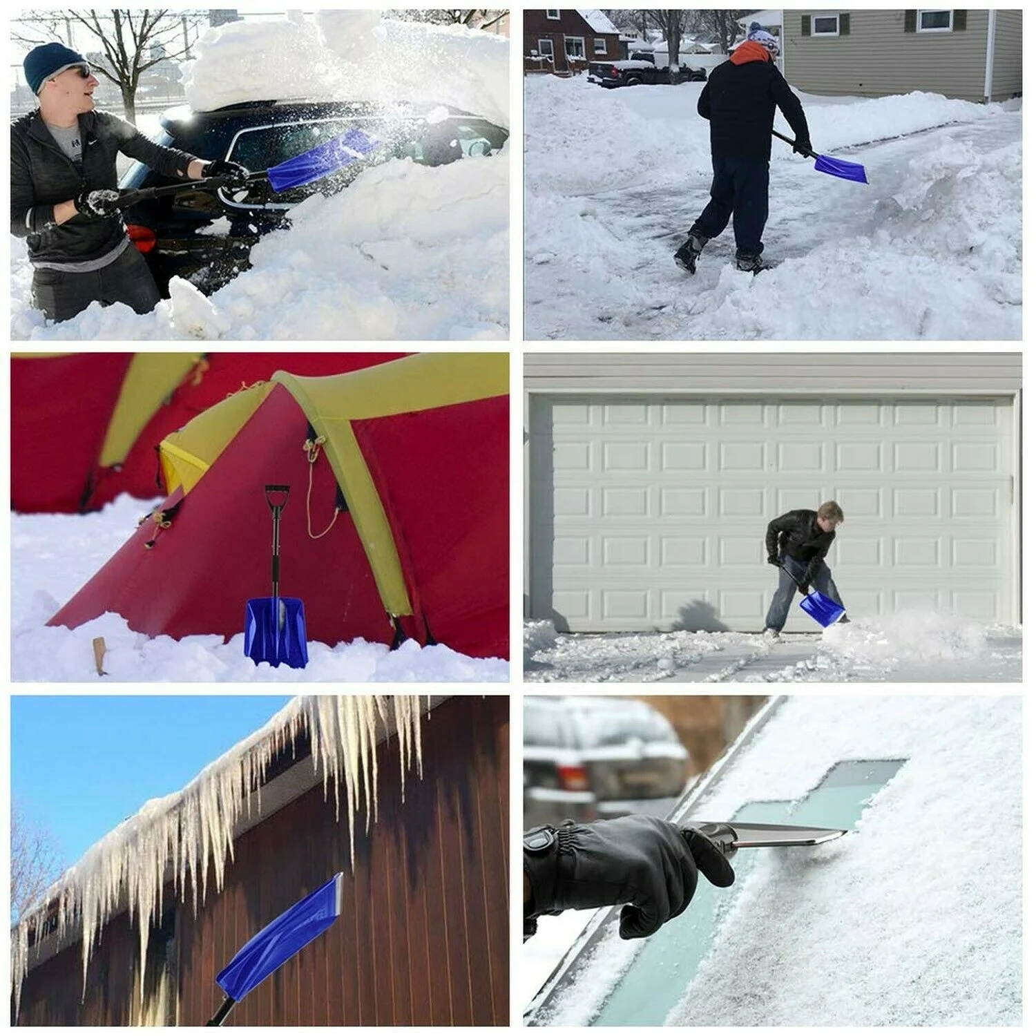 
Snow Shovel, Detachable Plastic Snow Shovel with D-Grip Handle 