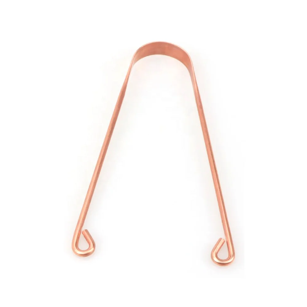Surgical Grade Food Safe Pure Copper Rose Gold Color Tongue Clearer Scraper For Oral Care Oral Hygiene
