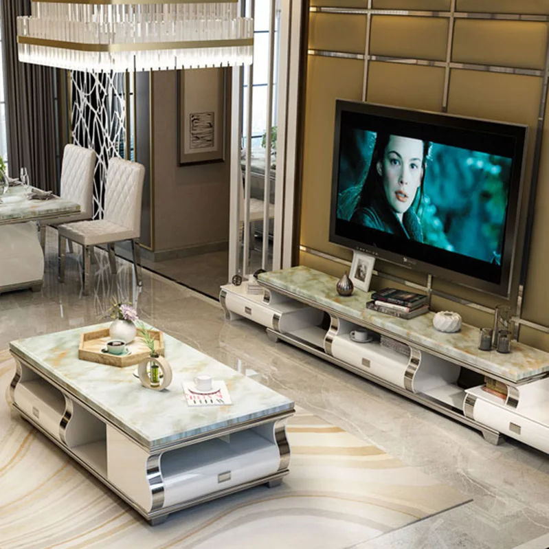 modern style  still glass  coffee table  and TV stand  set  0962