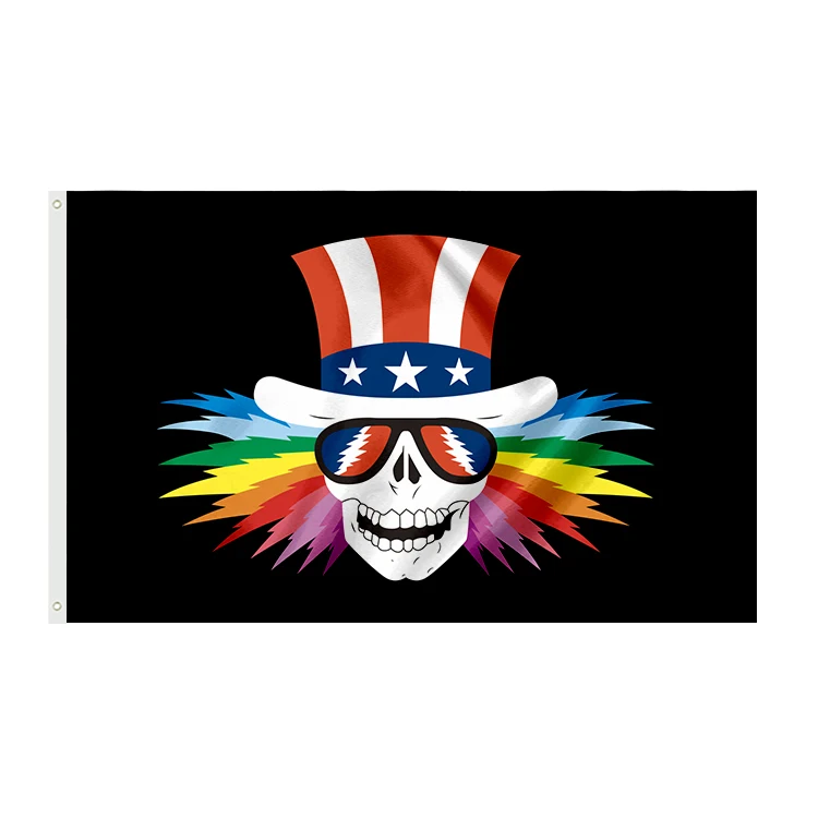 Hot Selling 3x5FT Custom Outdoor Music Grateful Dead Banners With 5 Dancing Jerry Bears