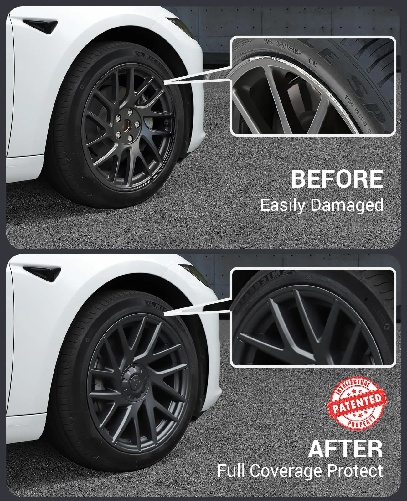 18 Inch Matte Black Hubcap Wheel Hub Caps OEM Rim Protectors Cover Replacement Wheel Cover for 2024 Tesla Model 3 Highland