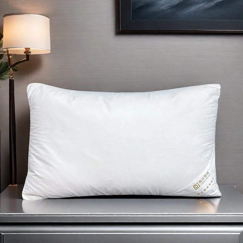 100% Cotton Pillowcase Insert Hypoallergenic Fluffy Down And Feather Filled Luxury Soft Bed Pillow For Sleeping