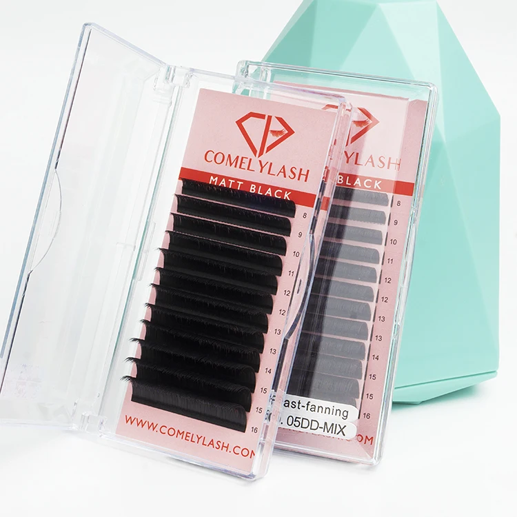 Comelylash Black And Fluffy Cashmere Mink Eyelash Extension CC Curl Individual Mink Eyelash Extensions Supplier Professional