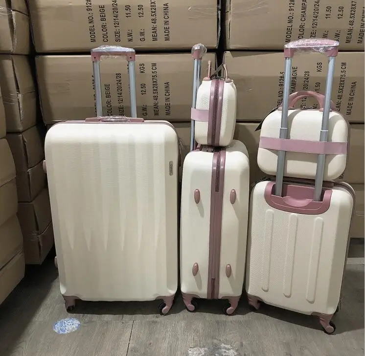 mini size hard shell plastic vanity bag cosmetic case with zip and handle 14 inch PC+ABS material travel luggage set trolley bag