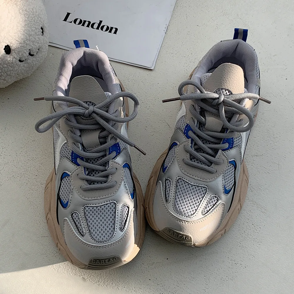 2024 New Summer White Female Student Fashion Casual Shoes Super Fire Thick Sole Platform Style Upper Mesh EVA Breathable Sports