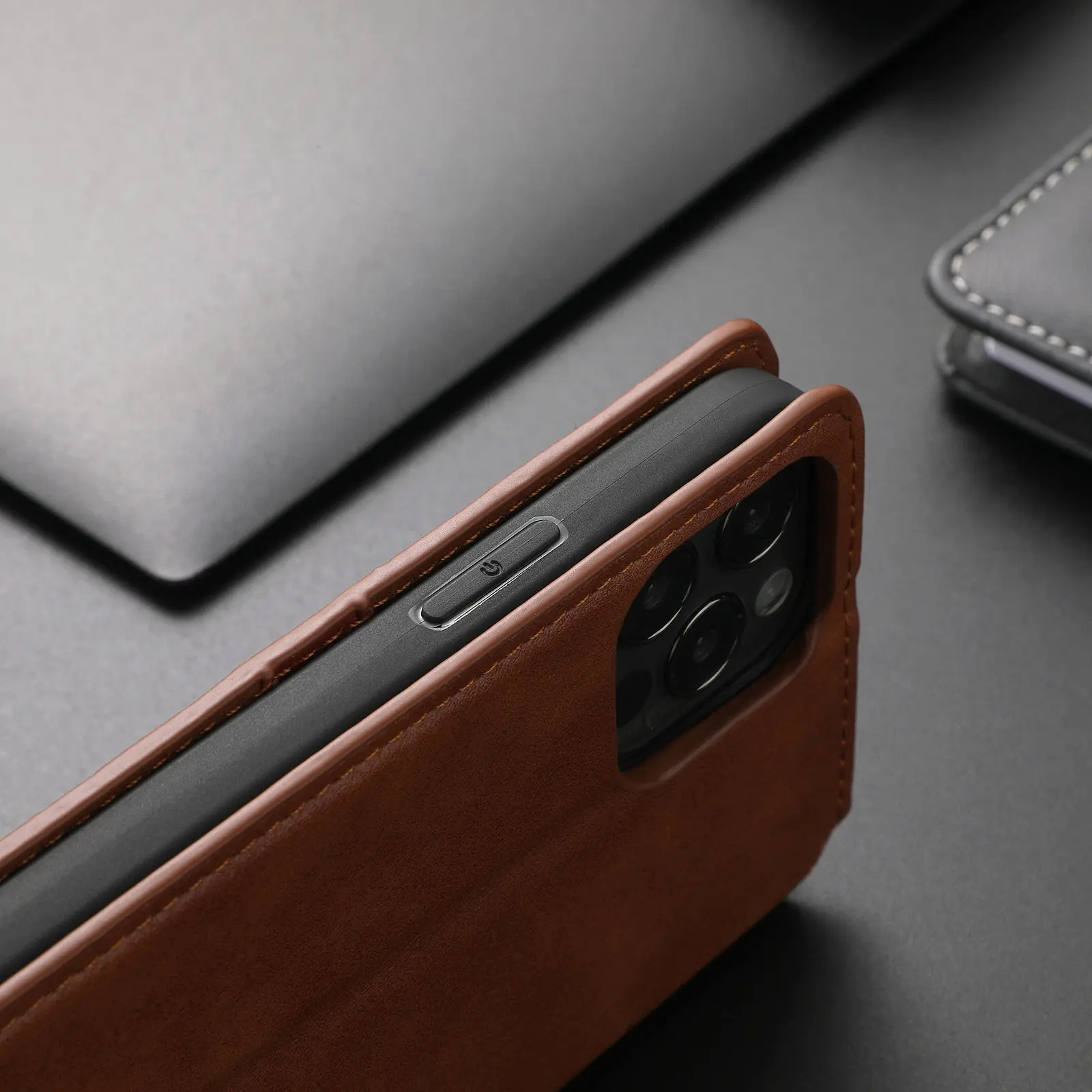 Smooth PU Leather Cell Phone Case Waterproof Phone Case Magnetic Card Stand Wallet Flip Mobile Phone Cover