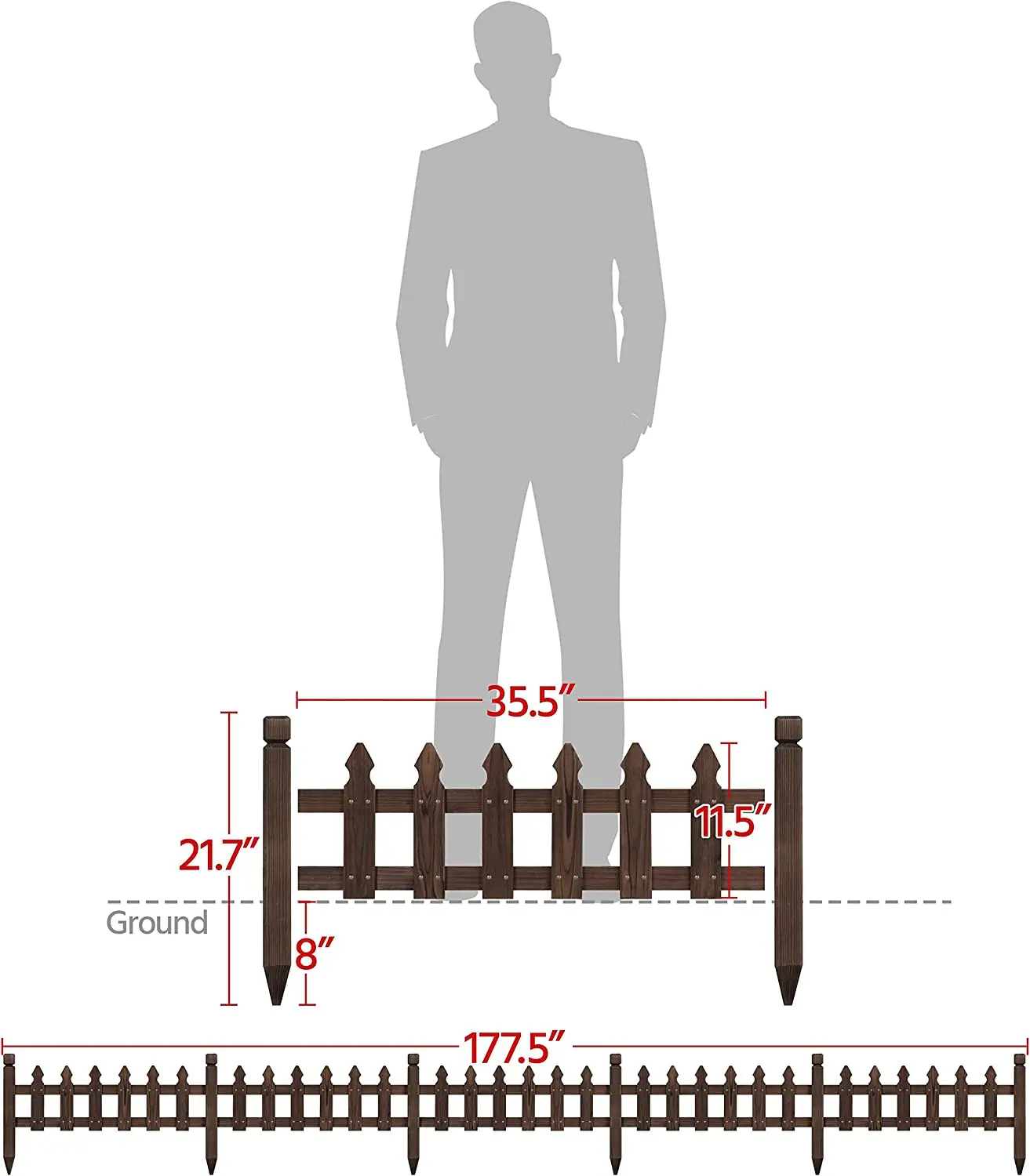 Customized Decorative Posts Flower Plants Pool Wood Picket Garden Fence Edging Garden Yard Border Edging Panels