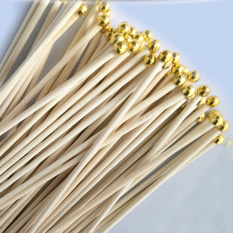 customized wooden Flagpole with gold color bead head length 30cm40cm60cm hand waving wooden pole