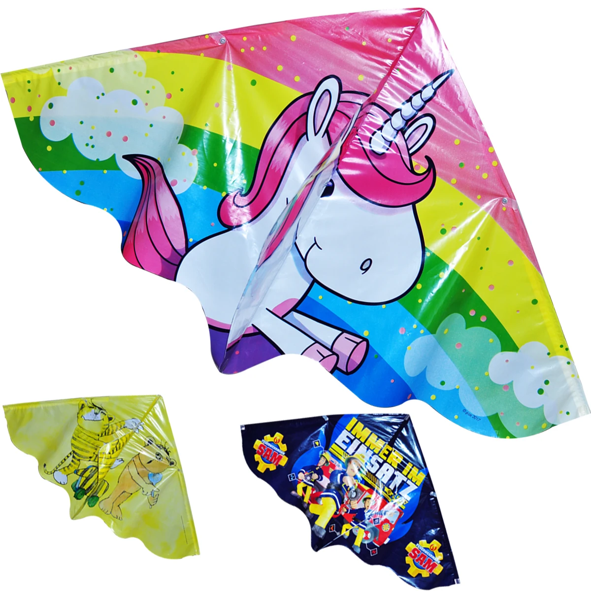 Single line plastic PE   kite promotional cartoon animal unicorn delta  kite for kids