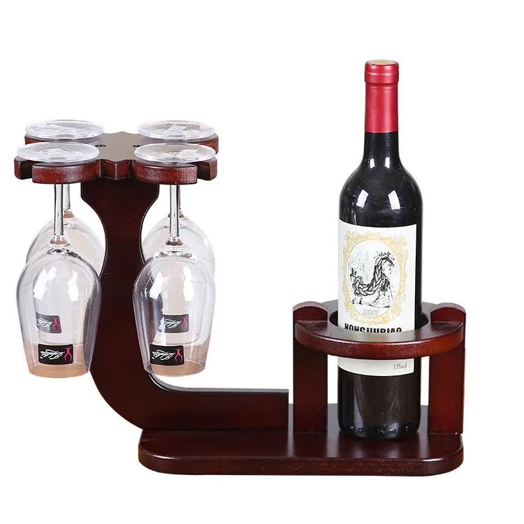 2020 new creative wooden wine rack hanging wine glass decoration on the desk