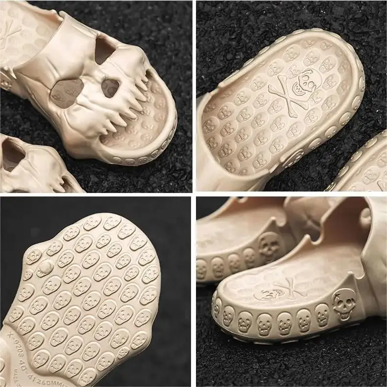 Wholesale Footwear Casual Sports Slides Couple Flip Flops Flat Women Shoes skull Slippers For Women Men Summer