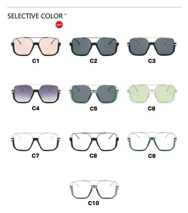 Personalized competitive price nice design retro china wholesaler double girder oversized square sunglasses