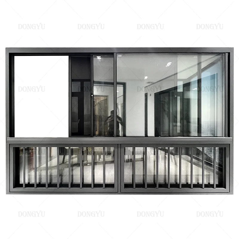 Modern Double Low-E Glass Soundproof Aluminum Sliding Window With Mosquito Net