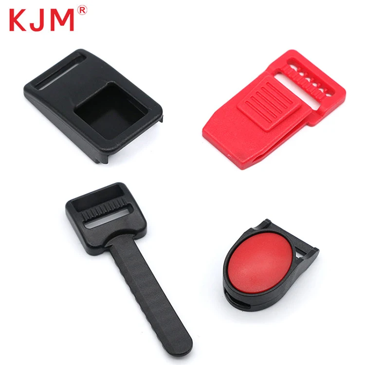 KJM Customized Logo Plastic Motorcycle Bicycle Accessories Adjustable Black Web Nylon Strap Helmet Side Release Buckle