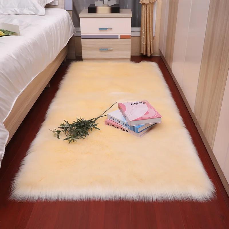 Luxury Alfombra Tapis Sheepskin Faux Fur Carpets and Rugs Mats Custom Carpets And Rugs Faux Fur Tapestry Area Rugs