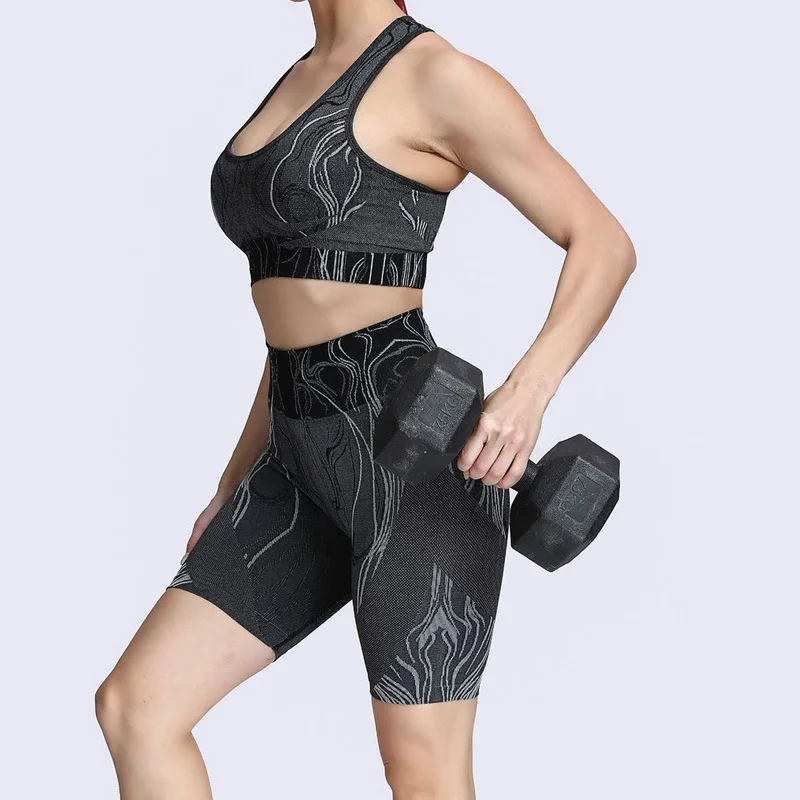 Women Custom Logo Sportswear 3 Piece Exercise Leggings Seamless Print Fitness Wear Yoga Sets