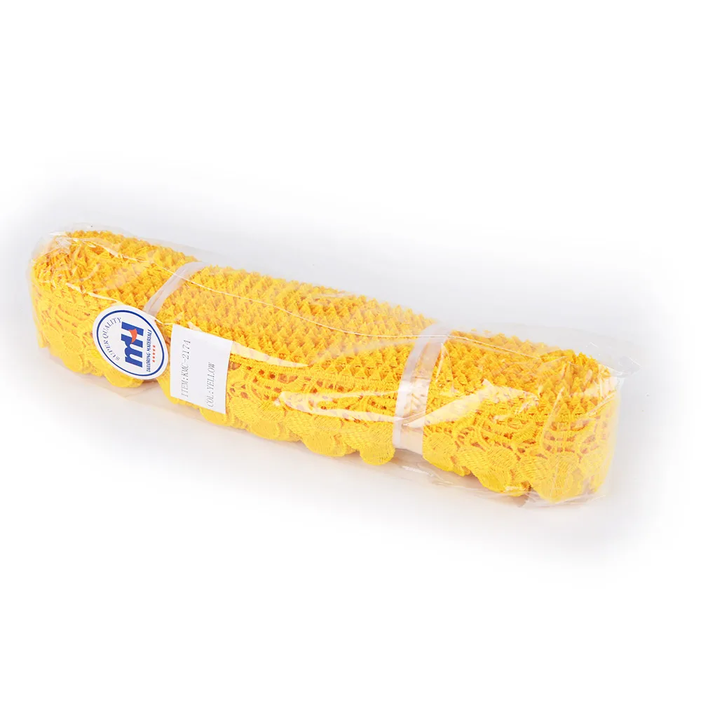 Factory Customized Design 100% Polyester KMC-2174 Koro Chemical Lace Trim for Nigeria Market
