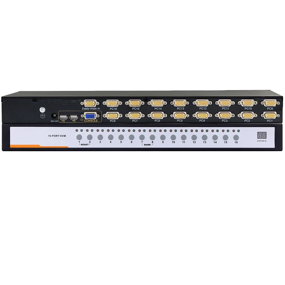 
 URD-16 1U стеллаж монтируемая Маргаритка цепочка 16x1 Высокая четкость 16 порт VGA USB KVM переключатель  