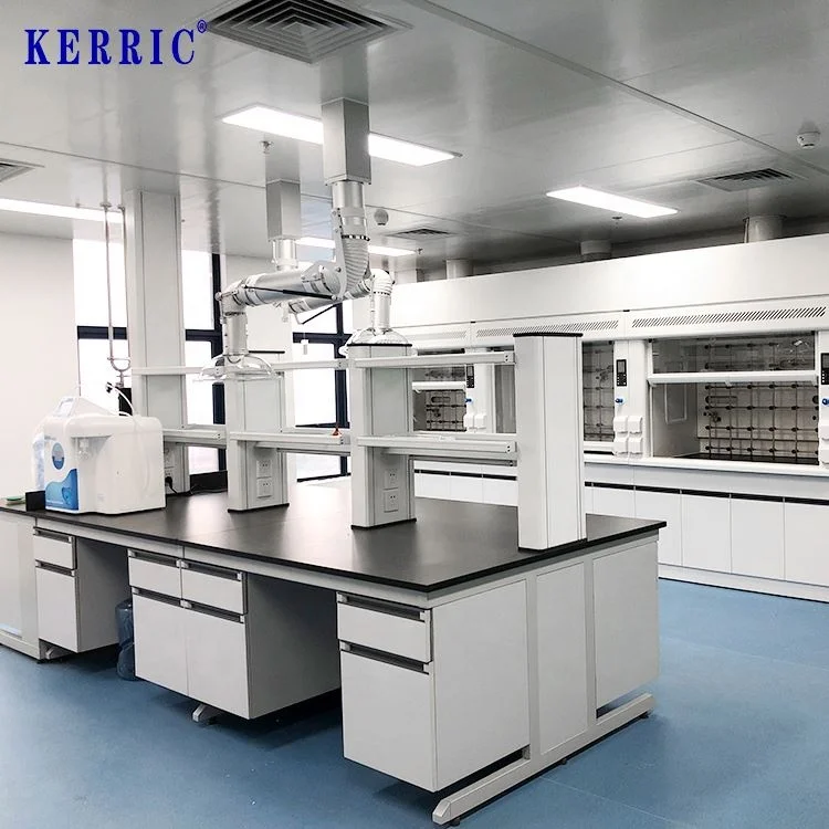 Metal laboratory furniture wall bench work station lab bench sink and cabinets