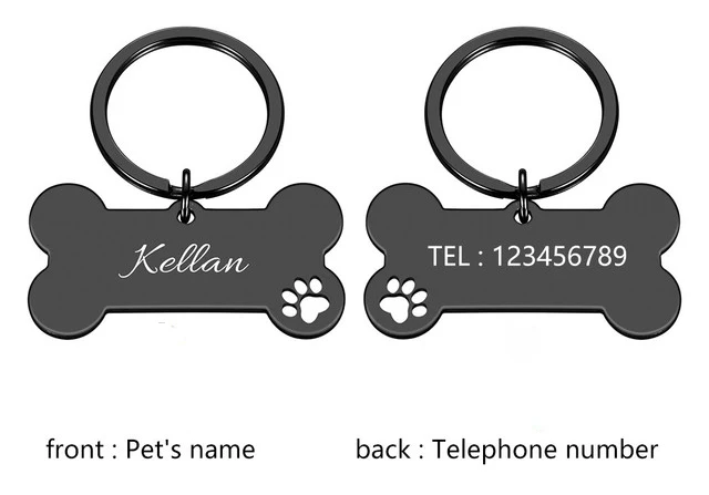 Personalized Pet ID Tag Keychain Engraved Pet ID Name for Cat Puppy Dog Collar Tag Pendant Keyring Bone Pet Accessories