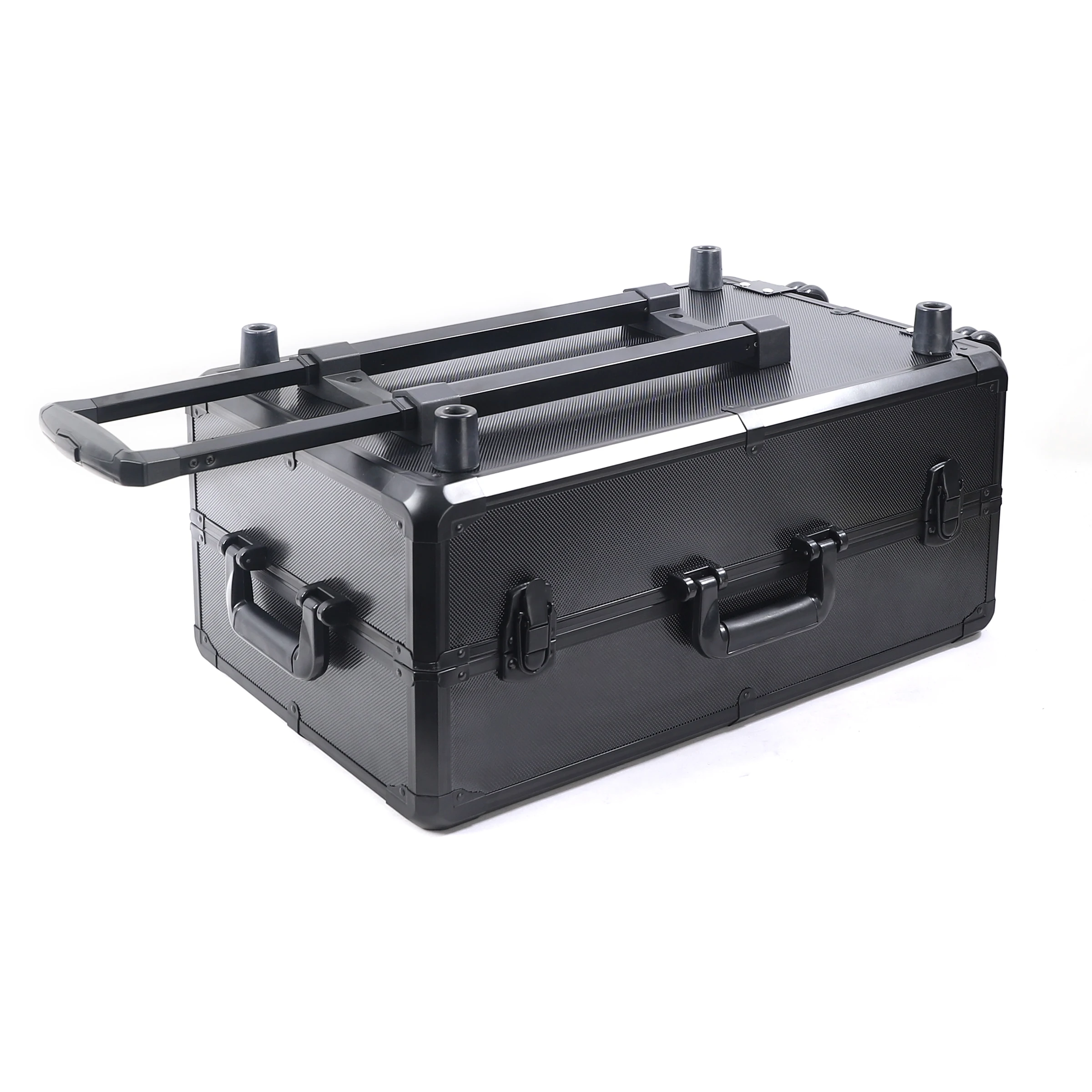 Custom Travel Carrying Black Luggage Box Flight Frame Trolley Case Alloy Aluminum Suitcase with Wheels
