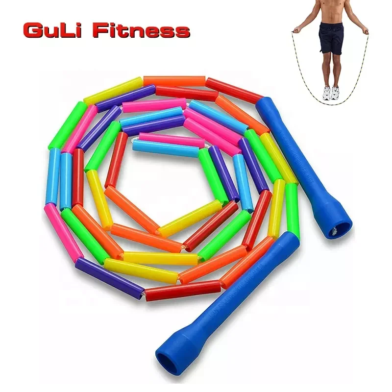 Guli Fitness Colorful Segmented Beaded Jump Rope Double Dutch Skipping Rope Bamboo Joint Skip Jump Rope For Kids