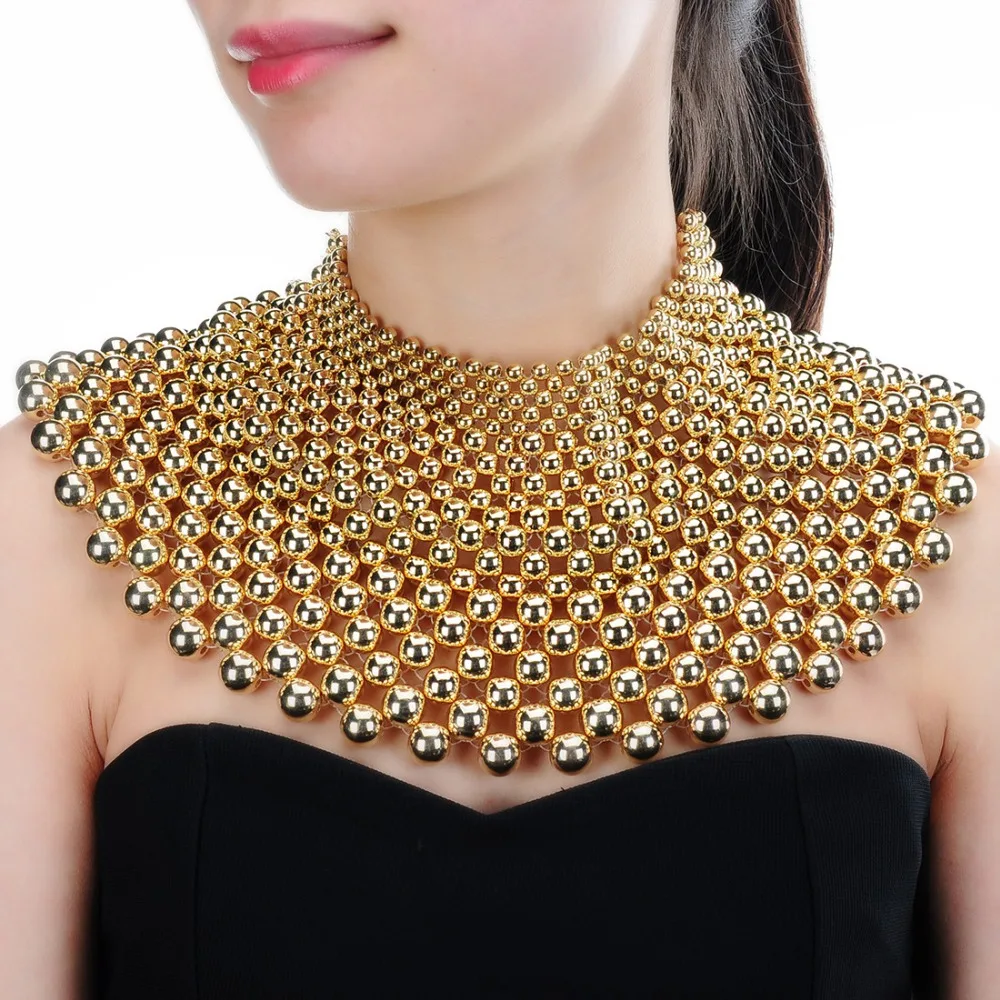 Top Sale Handmade Bib Statement Beaded Necklaces Collar African Jewelry Beads Scarf Necklace Choker Maxi Necklace Wedding Dress