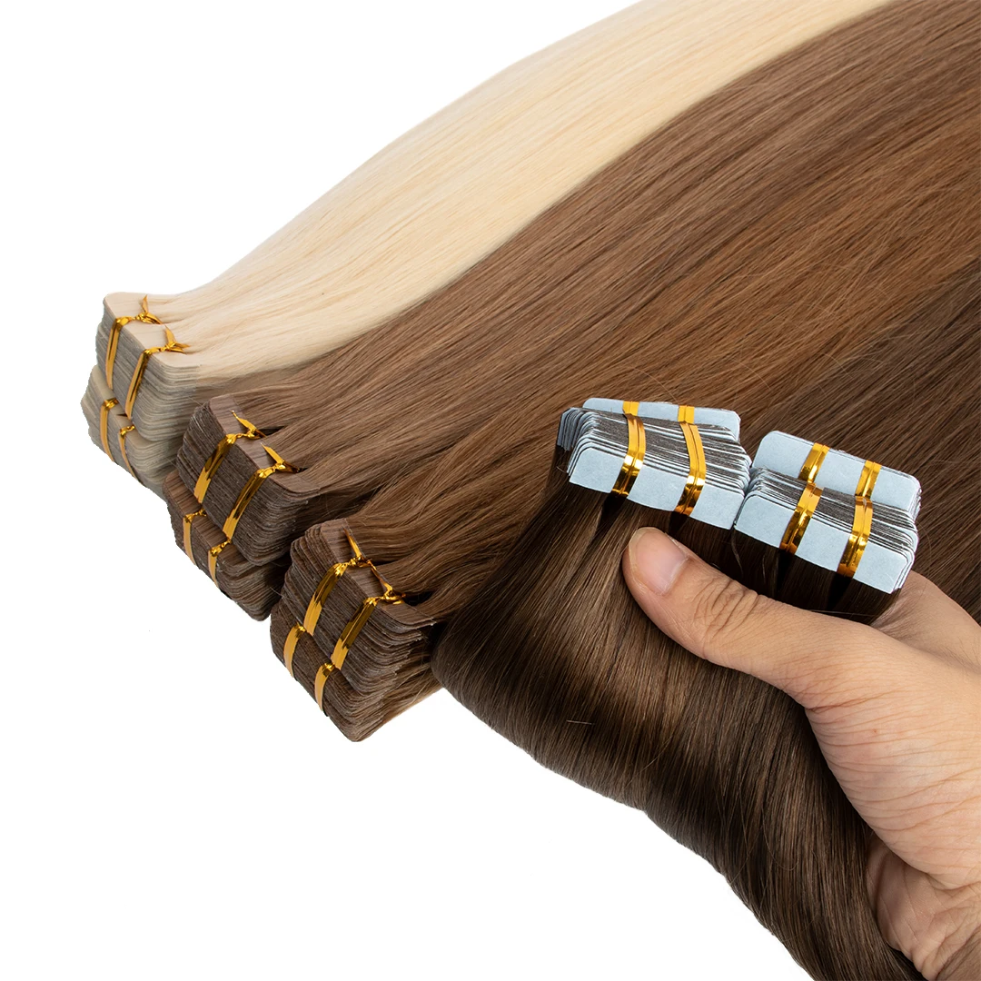 Burmese Raw Donor Straight Hair Bundle+ Invisible Genius Weft+Flat Weft+Tape In Remy Virgin Human Hair Extensions Injection