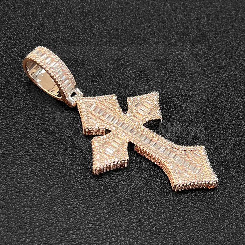 Unique Design Cross Charm GRA Certified VVS Moissanite Hiphop   Jewelry 925 Sterling Silver Hiphop Bling Iced Out Cross Pendant