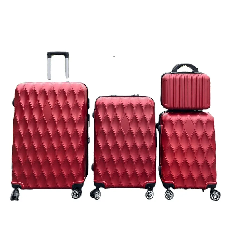 Wholesale 14 20 24 28 inch custom 4 piece ABS travel bag set trolley luggage travelling suitcase suit with lock