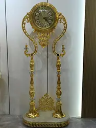 Golden Standing Clock Luxury Vintage Home Floor Clock Crystal Gold Grandfather Clock