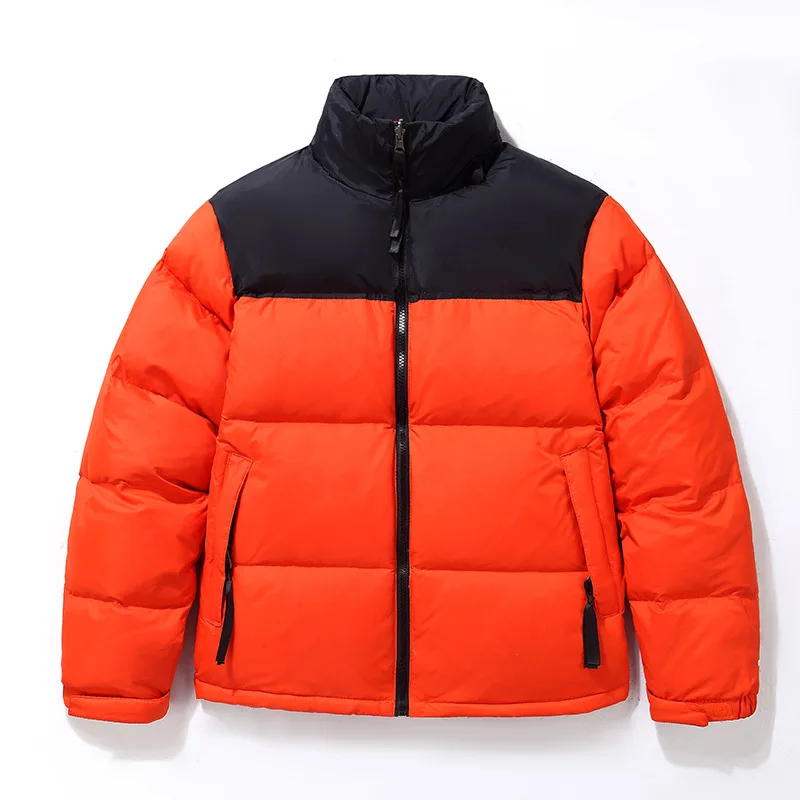 2022 Contrast Color Orange Navy Puffer Casual Mens Duck Down Feather Winter Jackets Men