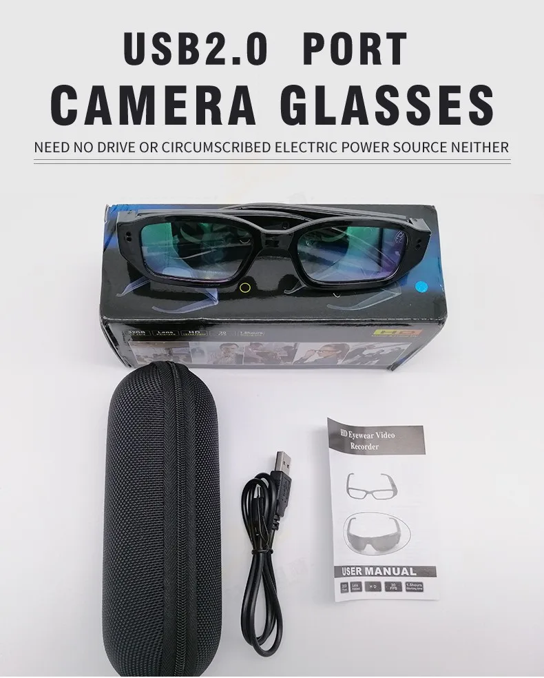 2021  CMOS Lens Eyewear Secret Camera Fashion Security Spy Pinhole Hidden Glasses Camera HD 1080P Photo Taking